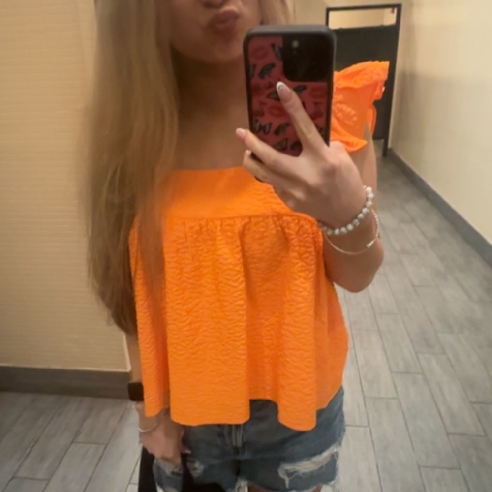 Orange boutique off the shoulder top